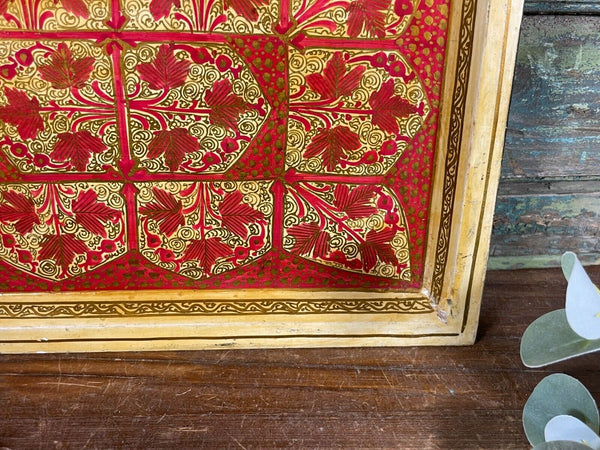 Vintage Original Kashmiri Hand Painted Floral Papier Mache Tray