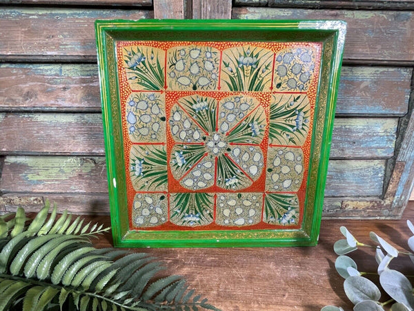 Vintage Original Kashmiri Hand Painted Floral Papier Mache Tray