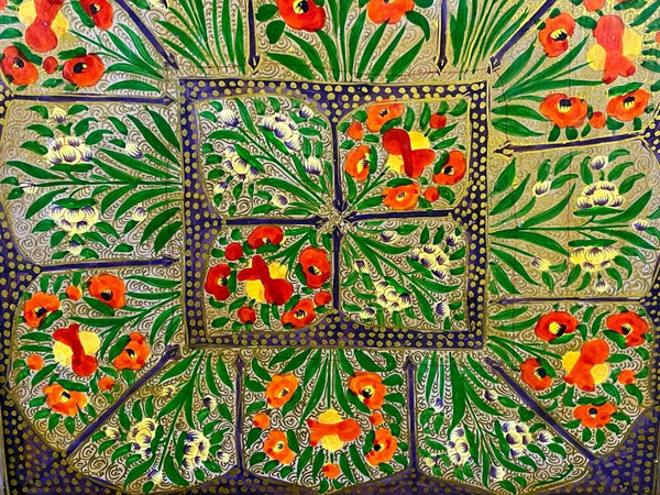 Vintage Original Kashmiri Hand Painted Floral Papier Mache Tray