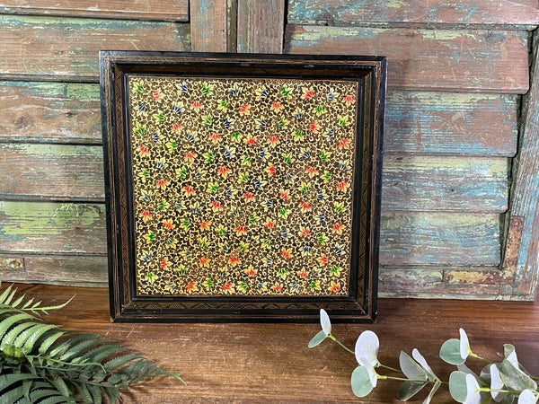 Vintage Original Kashmiri Hand Painted Floral Papier Mache Tray