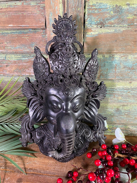 Large Authentic Indian Hand Made Ganesha Wall Hanging Sculpture Statue Ornament