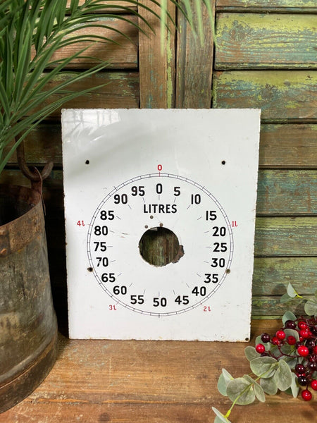 Vintage Enamel Petrol Pump Gauge Dial Automobilia Sign