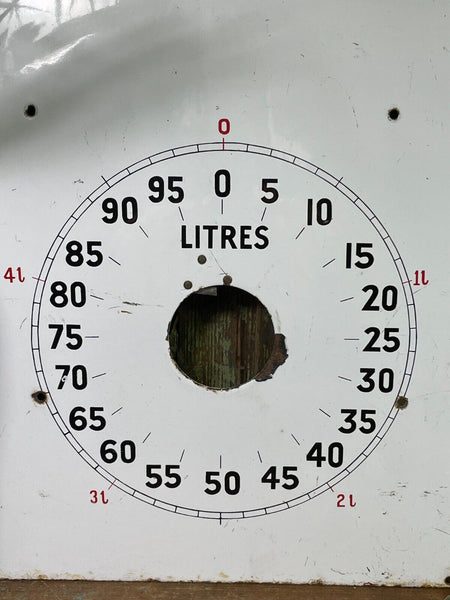 Vintage Enamel Petrol Pump Gauge Dial Automobilia Sign