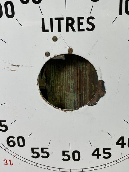 Vintage Enamel Petrol Pump Gauge Dial Automobilia Sign