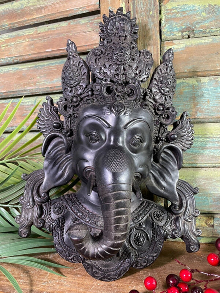 Large Authentic Indian Hand Made Ganesha Wall Hanging Sculpture Statue Ornament