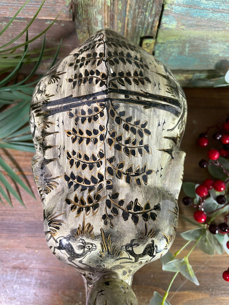 Vintage 8" Indian Kashmir Paper Mache Hand Painted Elephant Statue Ornament