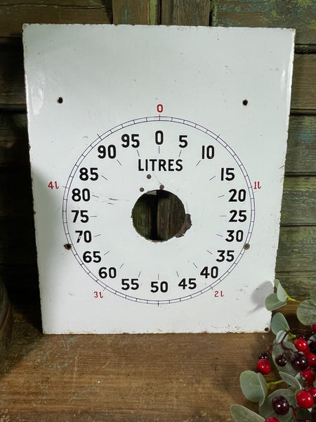 Vintage Enamel Petrol Pump Gauge Dial Automobilia Sign