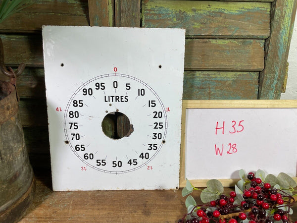 Vintage Enamel Petrol Pump Gauge Dial Automobilia Sign