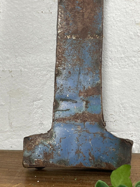 Letter I Vintage Reclaimed Tin Metal Oil Drum Letters