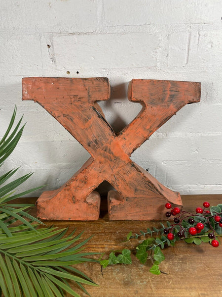 Letter X Vintage Reclaimed Tin Metal Oil Drum Letters