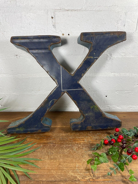 Letter X Vintage Reclaimed Tin Metal Oil Drum Letters