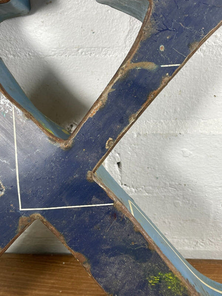 Letter X Vintage Reclaimed Tin Metal Oil Drum Letters