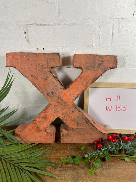 Letter X Vintage Reclaimed Tin Metal Oil Drum Letters