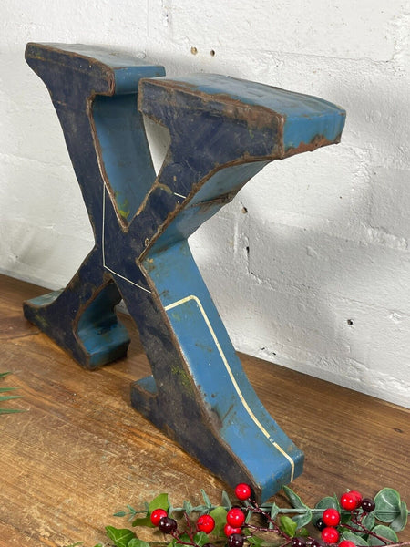 Letter X Vintage Reclaimed Tin Metal Oil Drum Letters