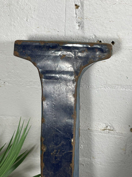 Letter U Vintage Reclaimed Tin Metal Oil Drum Letters