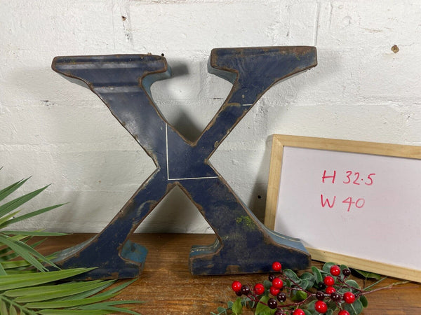 Letter X Vintage Reclaimed Tin Metal Oil Drum Letters