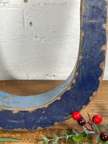 Letter U Vintage Reclaimed Tin Metal Oil Drum Letters