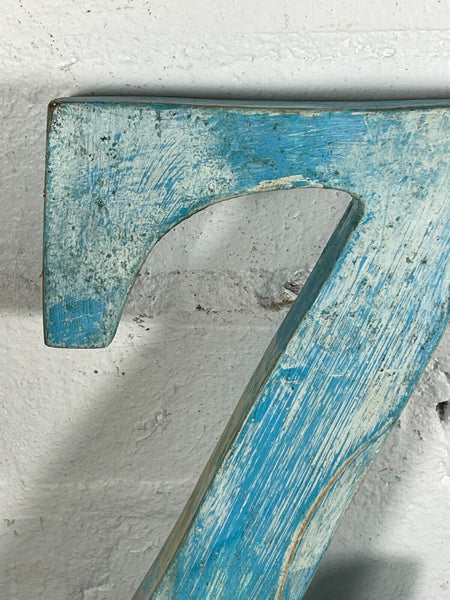 Letter Z Vintage Reclaimed Blue Wooden Wall Letters