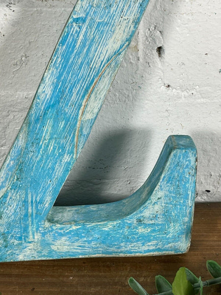 Letter Z Vintage Reclaimed Blue Wooden Wall Letters