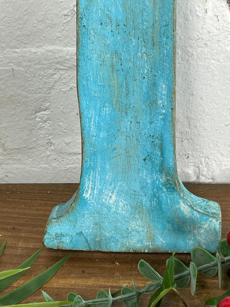 Letter I Vintage Reclaimed Blue Wooden Wall Letters