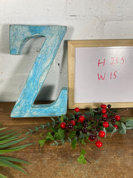 Letter Z Vintage Reclaimed Blue Wooden Wall Letters