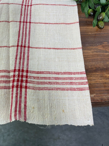 Large Vintage Antique French Hungarian Hemp Linen Table Cloth Upholstery Fabric
