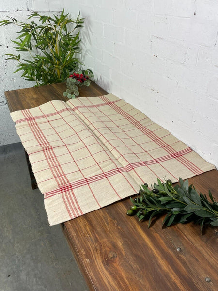 Large Vintage Antique French Hungarian Hemp Linen Table Cloth Upholstery Fabric