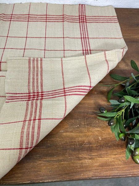 Large Vintage Antique French Hungarian Hemp Linen Table Cloth Upholstery Fabric