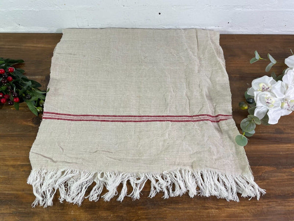 Large Vintage Antique French Hungarian Hemp Linen Table Cloth Upholstery Fabric