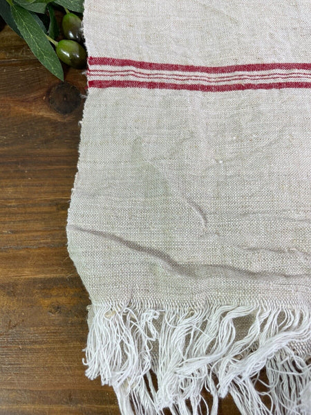Large Vintage Antique French Hungarian Hemp Linen Table Cloth Upholstery Fabric