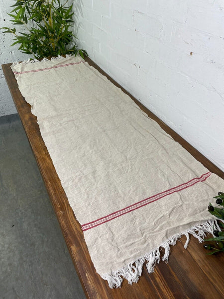 Large Vintage Antique French Hungarian Hemp Linen Table Cloth Upholstery Fabric