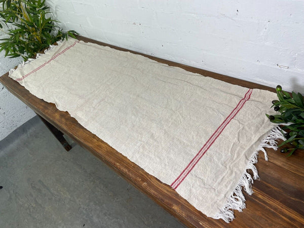 Large Vintage Antique French Hungarian Hemp Linen Table Cloth Upholstery Fabric