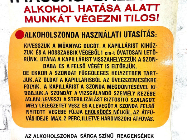 Vintage Retro Hungarian Industrial Factory Safety Warning Poster