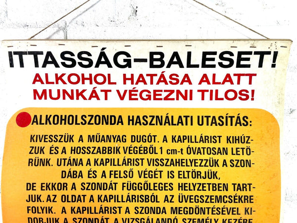 Vintage Retro Hungarian Industrial Factory Safety Warning Poster