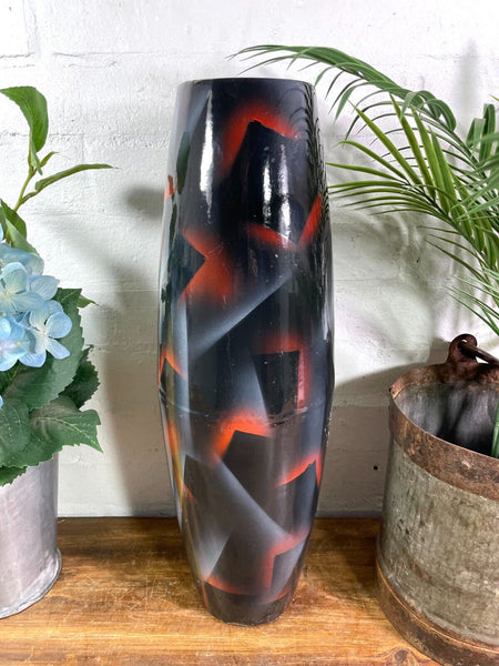 Large Vintage Hungarian Retro Mid Century Enamel Vase