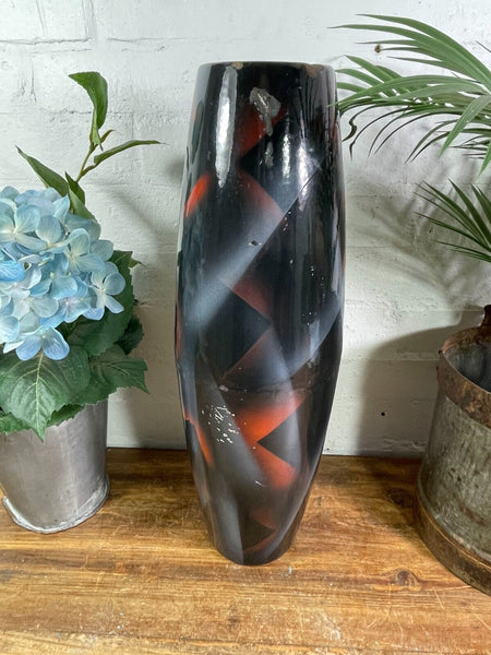 Large Vintage Hungarian Retro Mid Century Enamel Vase