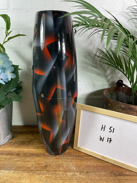 Large Vintage Hungarian Retro Mid Century Enamel Vase
