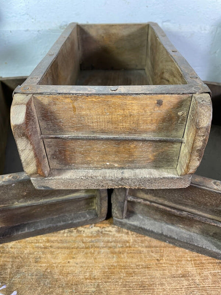 Vintage Rustic Reclaimed Hand Made Wooden Brick Mould Trinket Herb Planter