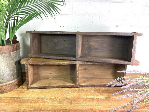 Vintage Indian Double Wooden Brick Mould Display Shelf Herb Planter Window Box