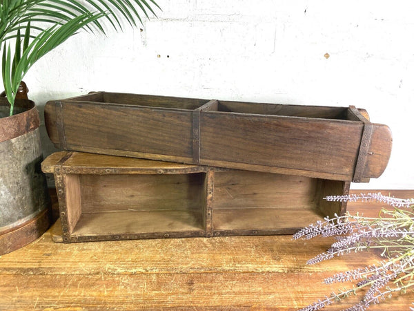 Vintage Indian Double Wooden Brick Mould Display Shelf Herb Planter Window Box