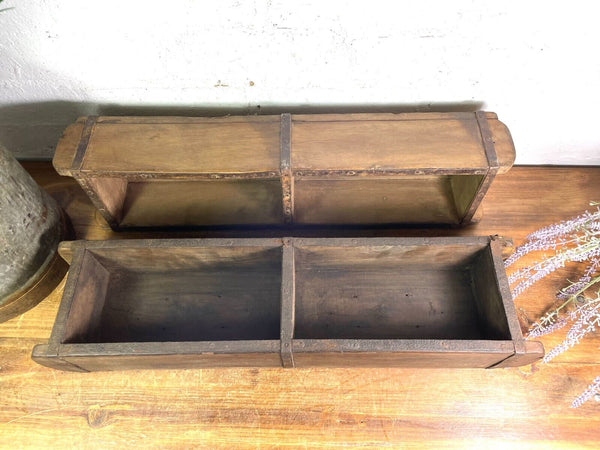 Vintage Indian Double Wooden Brick Mould Display Shelf Herb Planter Window Box