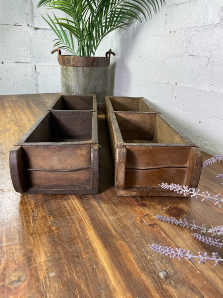 Vintage Indian Double Wooden Brick Mould Display Shelf Herb Planter Window Box