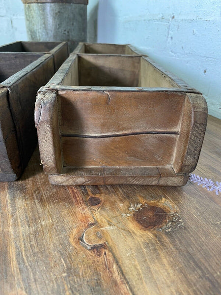 Vintage Indian Double Wooden Brick Mould Display Shelf Herb Planter Window Box