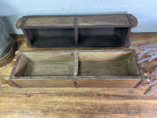 Vintage Indian Double Wooden Brick Mould Display Shelf Herb Planter Window Box