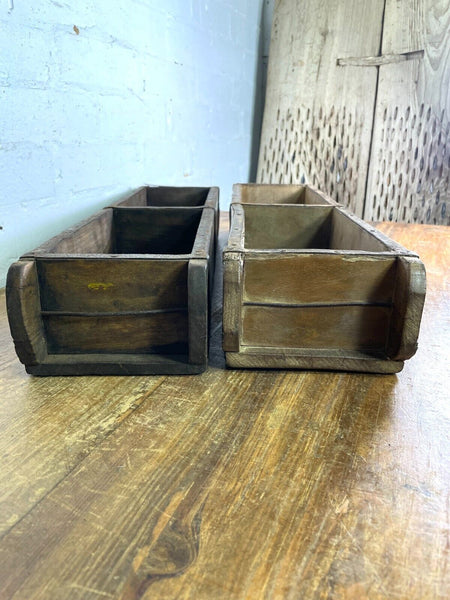 Vintage Indian Double Wooden Brick Mould Display Shelf Herb Planter Window Box