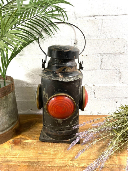 Vintage Original Four Way Train Railway Signal Oil Lamp Lantern
