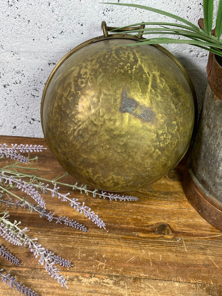 Vintage Antique French Solid Brass Kitchen Chocolate Mixing Bowl