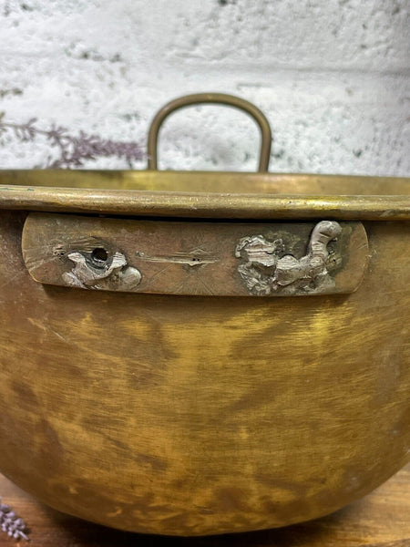 Vintage Antique French Solid Brass Kitchen Chocolate Mixing Bowl
