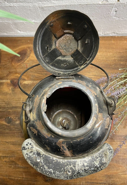 Vintage Original Four Way Train Railway Signal Oil Lamp Lantern