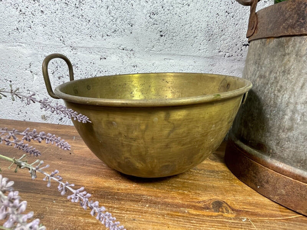 Vintage Antique French Solid Brass Kitchen Chocolate Mixing Bowl